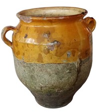 Ancien Pot À Graisse Du Midi Poterie Céramique Terre Vernissée Jaune