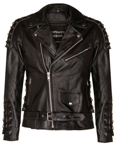Homme noir brando veste motard - noir,
