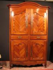 ANCIENNE ARMOIRE MERISIER 4 portes  19 è louis XV Rennais breton buffet 2 corps