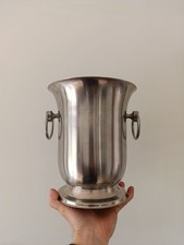 Vintage Seau Champagne Rafraichisseur Métal Inox Deluxe Premium France Brocante