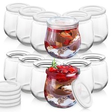 Pots Yaourt Dessert Verre 130ml 12pcs avec Couvercle Cuisine