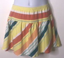 Gymboree Girls Yellow Blue Orange Striped Scooter Skirt Sz 10 Built In Shorts