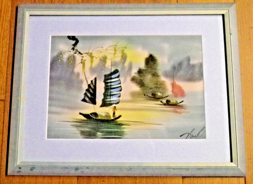 Jonques peinture sur soie - ,