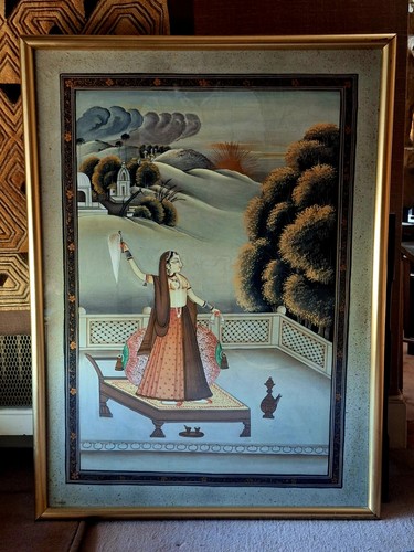 Peinture sur soie encadrée