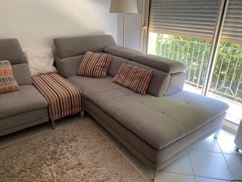 Canapé angle tissu - , gris