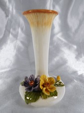 ( 10 ) VASE DÉCOR DE FLEURS EN PORCELAINE ANGLAISE GOUT DE STAFFORDSHIRE SIGNÉ