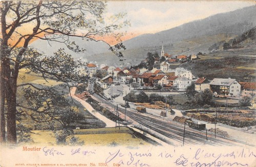 Cpa suisse moutier gare train - gare,