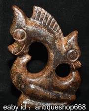 6,8" Vieille Chine Hongshan Culture Jade sculpture unicorne Dragon Beast Statue