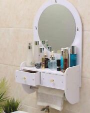 Meuble Suspendu Avec Miroir Tiroirs Porte Serviette En Bois Blanc 15336 BAL