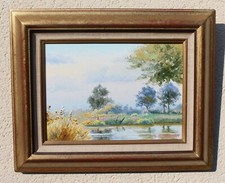 Daniel Trussart (1948) - L'étang tableau peinture huile sur toile