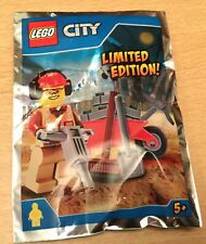 FIGURINE NEUF POLYBAG FOIL LEGO CITY TRAVAUX PUBLIC 951702 OUVRIER AVEC BROUETTE