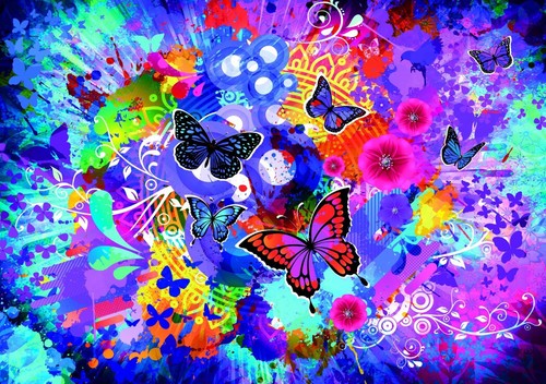 Puzzle fleurs papillons - puzzle,