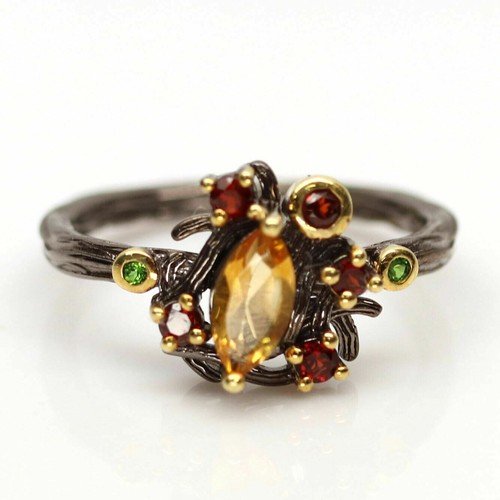 Bague argent 925 rhodié - , noir