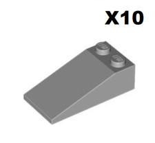 Lego ® Lot 10 Briques Penchée Toiture 2 x4 Slope Brick Roof MD Stone Grey 30363