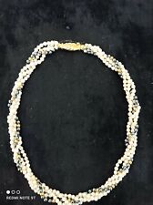 COLLIER Or Et Perles Grises Et