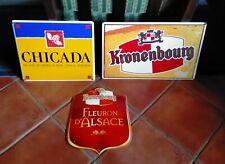 3 Plaques émaillée biére kronenbourg  Chicada Fleuron d'alsace