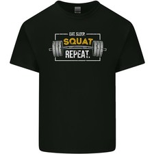 Eat Sleep Squat Répéter Gym Entraînement Haut Hommes Clair T-Shirt
