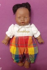 Poupée poupon noir black Guadeloupe ANTONIO JUAN souple 25 cm couettes