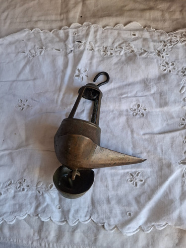 Vintage lampe huile bronze - a,