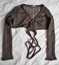Boléro femme ajouré marron avec paillettes Taille 2 (40)