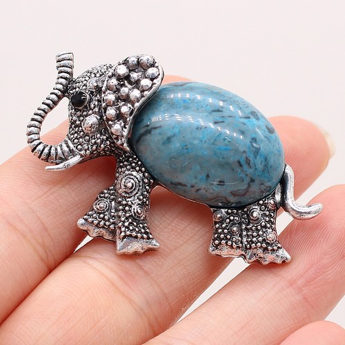 Broche eléphant pierre - ,