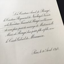Faire Part Mariage 1898 Comte