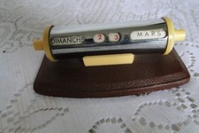 Ancien Dateur de bureau socle bois recouvert simili cuir style art déco