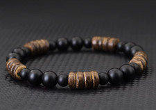 Bracelet de perles  Agate mate et Bois, Sur mesure