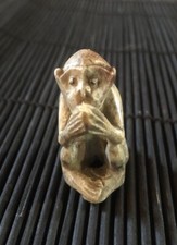 Statuette Miniature Singe En Pierre Sculptée N*1 Asie ( Thaïlande?) 