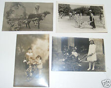 2769/ LOT DE 4 CPA PHOTOS CHARRETTES FLEURIS ATTELAGES CHÈVRE BROUETTES ENFANTS