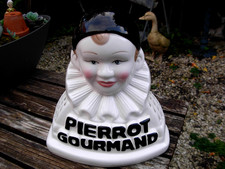 Support ancien de sucettes buste de Pierrot Gourmand distributeur de Boulangerie