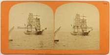 FRANCE Marseille Voilier Photo c1870 Stereo Vintage Albumine PL22n