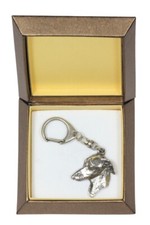 Levrette d'Italie, Petit lévrier italien - Porte-clés argenté avec un chien