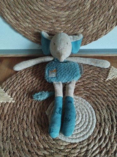 Peluche doudou éléphant gris