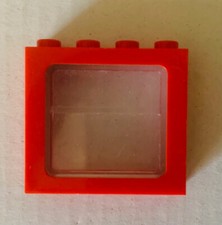 LEGO - fenêtre 1x4x3 rouge avec vitres- set 7715/7722/ 7730