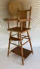 22 ⚜️ Jouet Ancienne Chaise Haute De Poupée en Bois Vintage Hauteur 72 Cm
