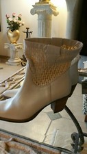 BOTTINES à Talons Hauts en CUIR véritable Ecru crème ELISABETH STUART Neuves 40