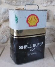 Antique SHELL SUPER 200 Oil can tin old vintage France canister black white vtg