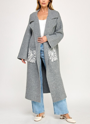 Gray white embroidered - gray,