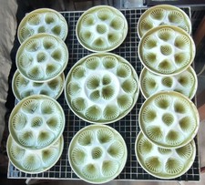 Ancien Service Vaisselle à huîtres Barbotine 12 Assiettes+ Plat/Moulin des loups