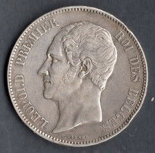 ECU / MONNAIE 5 FRANCS ARGENT DE BELGIQUE 1851 @ LEOPOLD PREMIER @ SILVER COINS