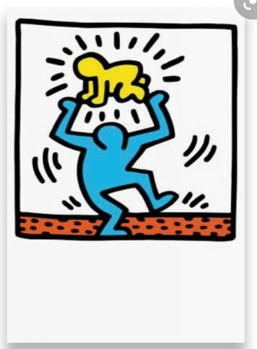 Keith haring poster - poster, yellow