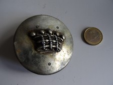 RARE FLEURON D'HARNACHEMENT EN BRONZE ARGENTE COURONNE DE BARON