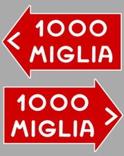 2 STICKERS 1000 MILLE MIGLIA MILLES RACING ITALIE RALLYE 12cm AUTOCOLLANT MA030