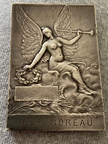 Plaque bronze signée - en,