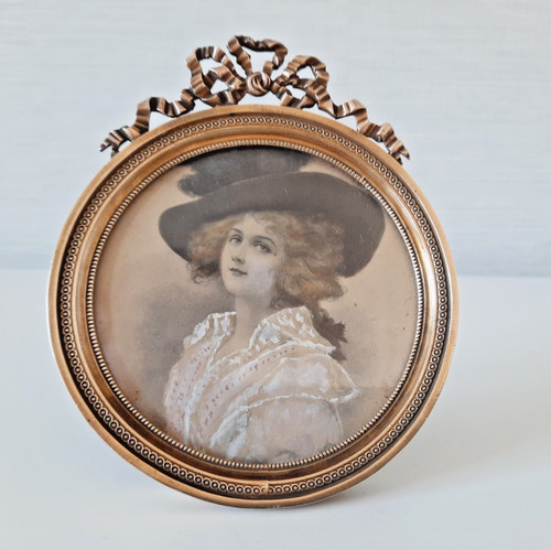 Cadre porte photo rond - , bronze