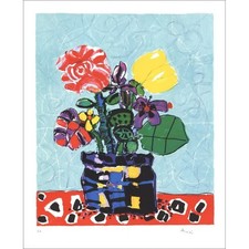 AIZPIRI Paul - Lithographie originale "Le bouquet de fleurs" 76x62cm