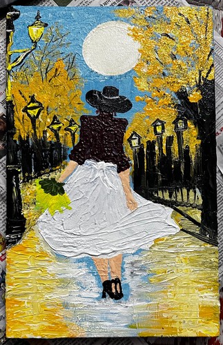 Art acrylique vintage fait