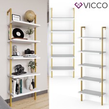 Bibliothèque étagère étagère murale 5 tablettes Loft Ava Blanc Dorés Vicco