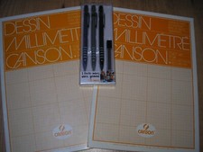 LOT X 2 Blos papier millimétré  CANSON 72g  + 3 porte mines